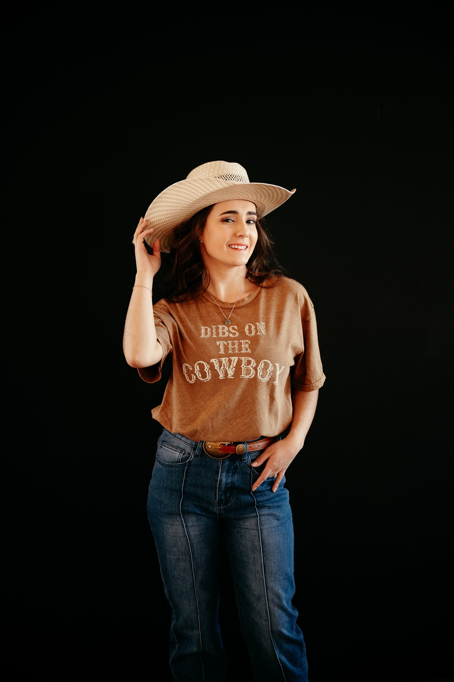 Dibs On the Cowboy Mineral Washed Graphic Top