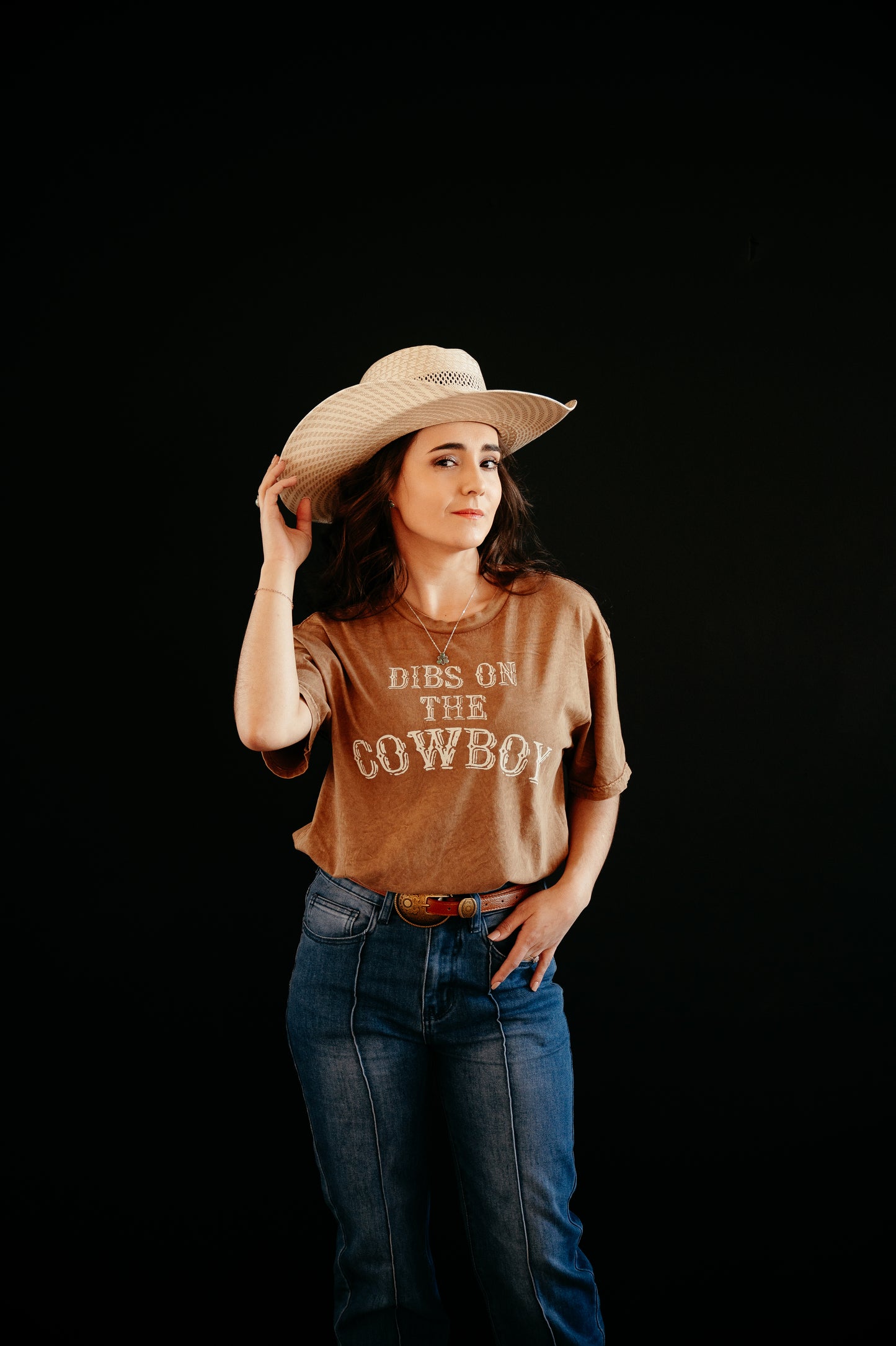 Dibs On the Cowboy Mineral Washed Graphic Top