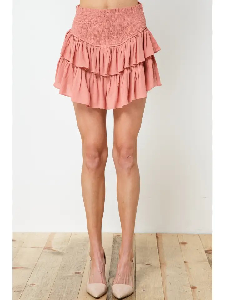 The Lily Ruffle Smocked Mini Skirt