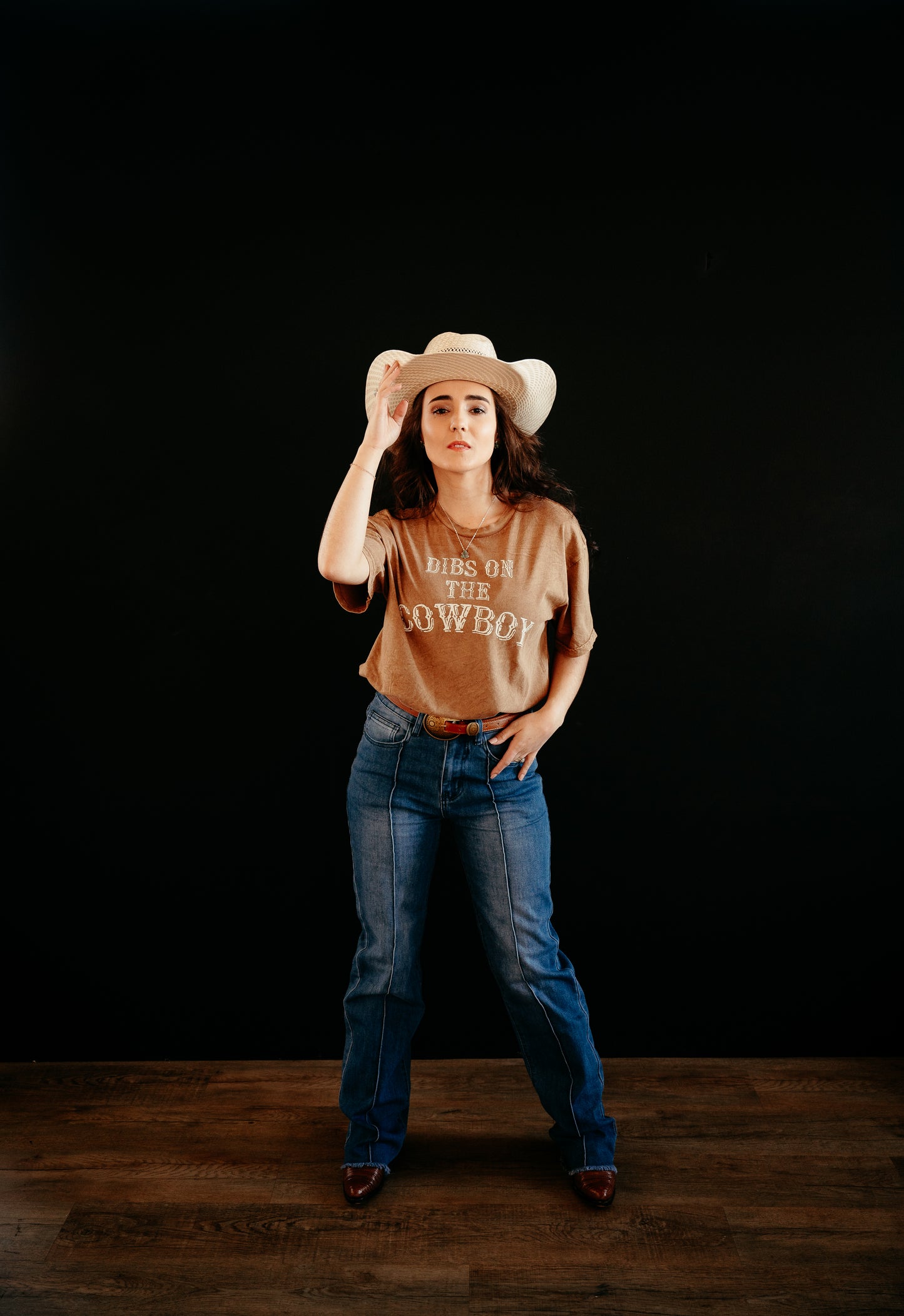 Dibs On the Cowboy Mineral Washed Graphic Top