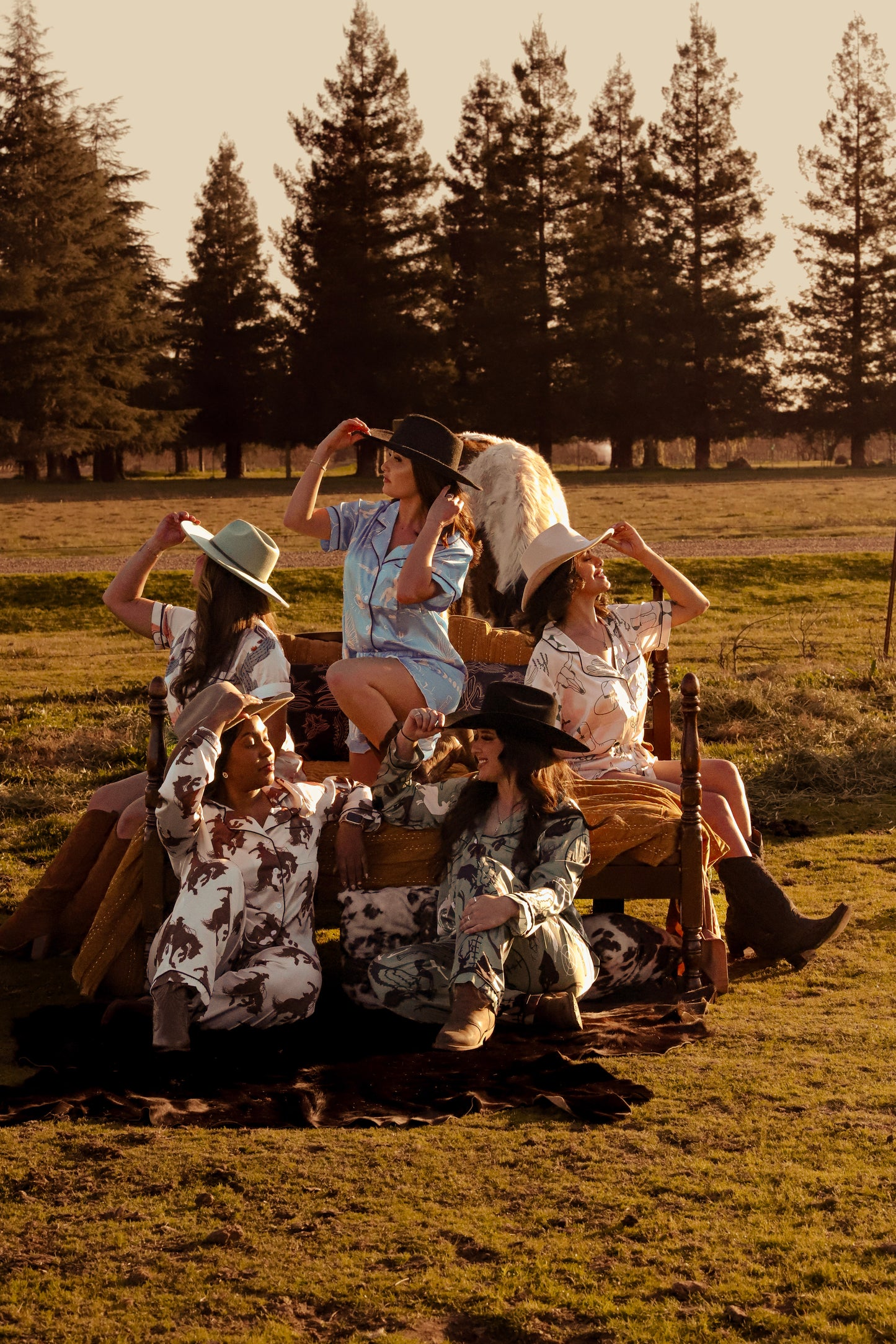 Western Willow Silky Pajama Set - Blue