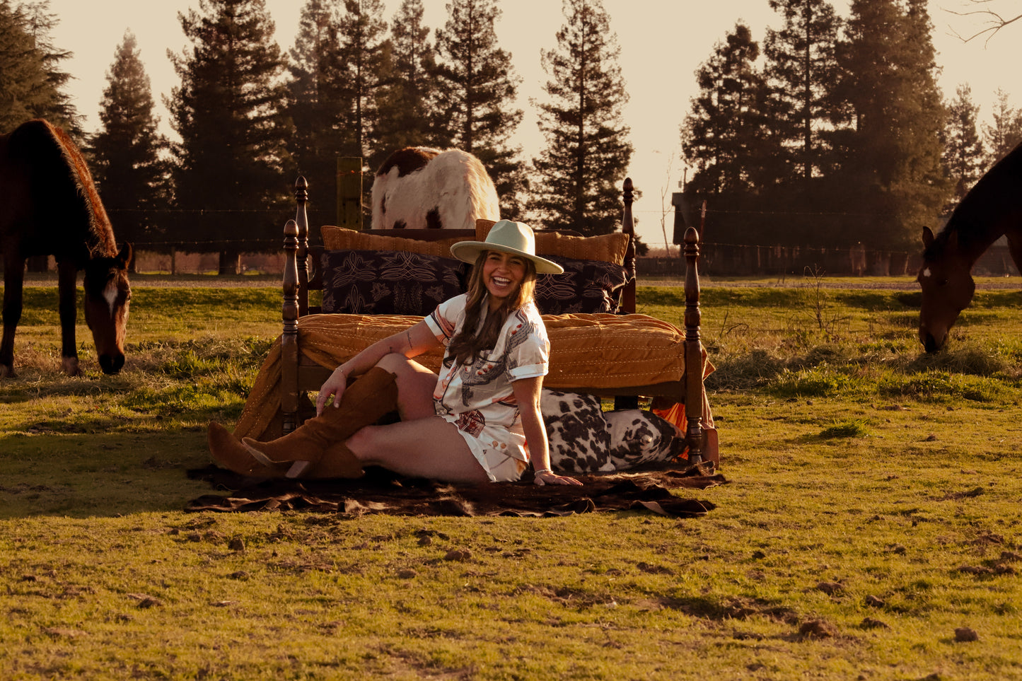 Summer Cowgirl Silky Pajama Set