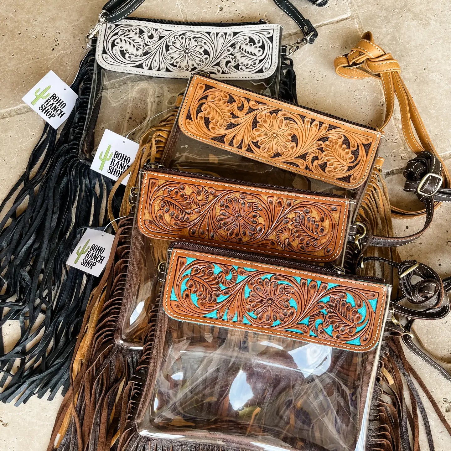 Hand Tooled Clear Purse Crossbody - Concert Game Day Stadium