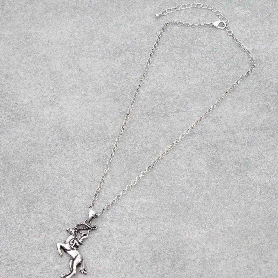 Western Rodeo Cowgirl Necklace - roping cowgirl