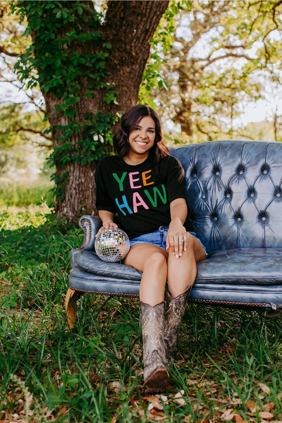 Yee Haw Embroidered Crop Top