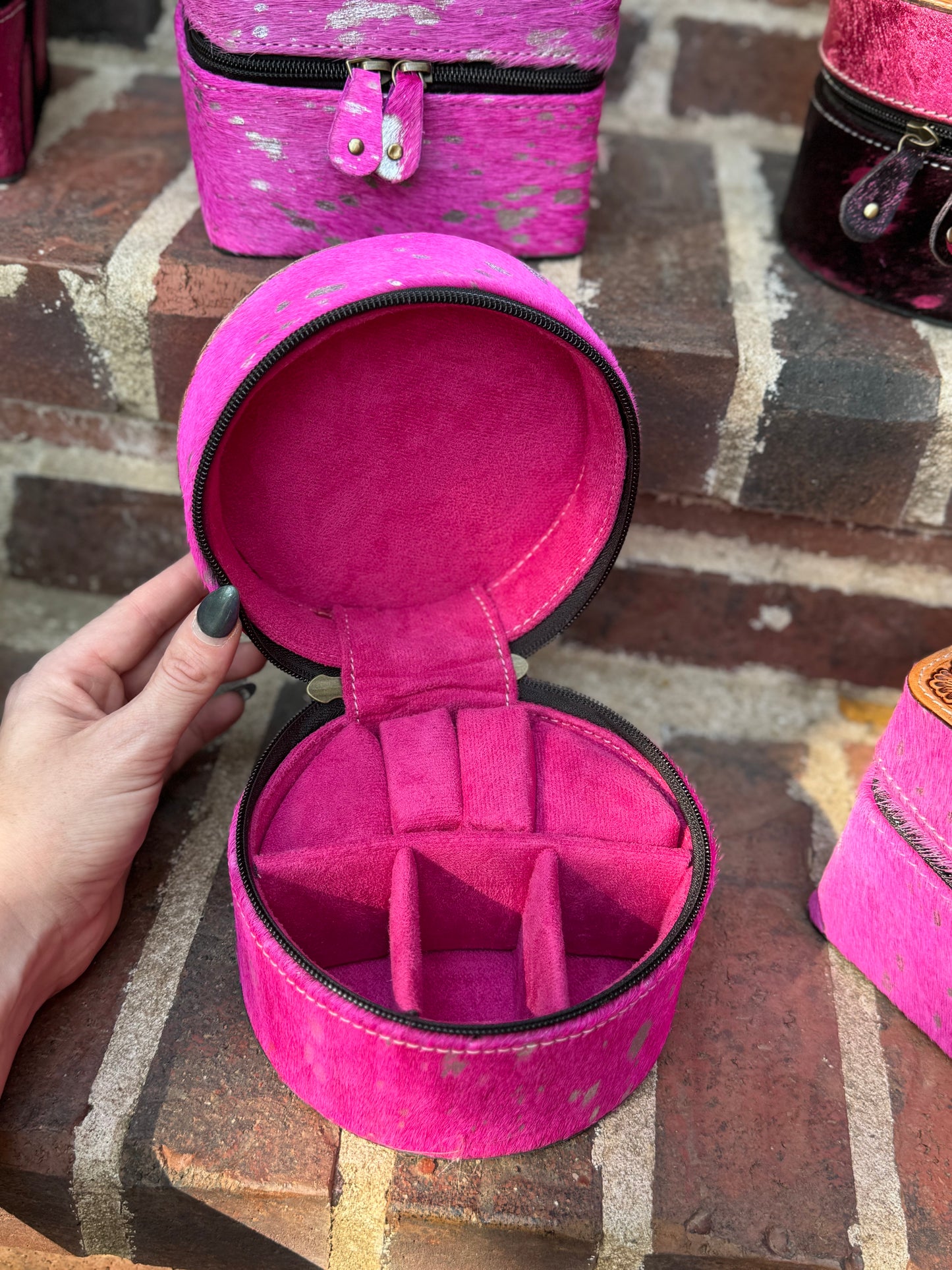 Pink Cowhide & Leather Travel Cases