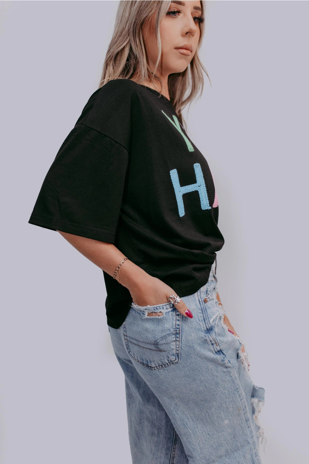 Yee Haw Embroidered Crop Top