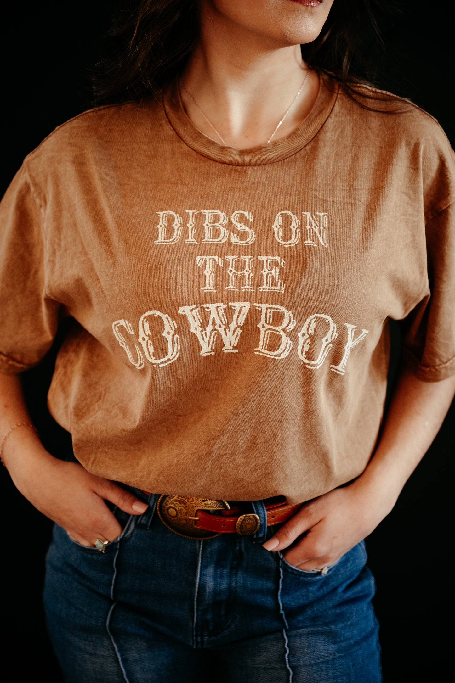 Dibs On the Cowboy Mineral Washed Graphic Top