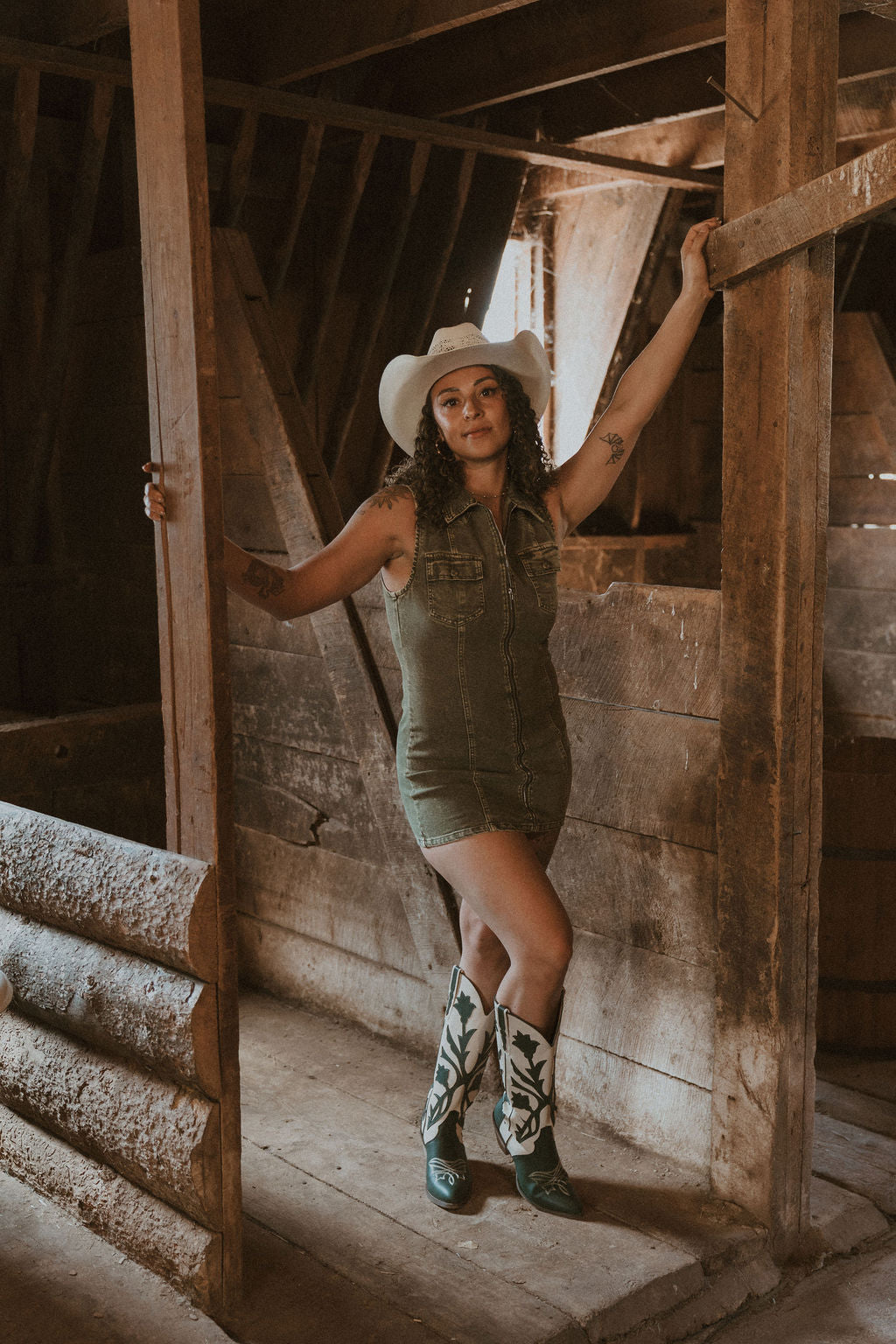 The Olive Denim Mini Dress