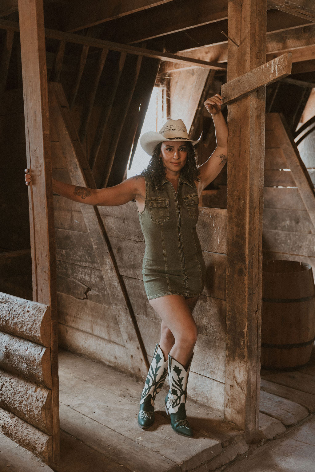 The Olive Denim Mini Dress