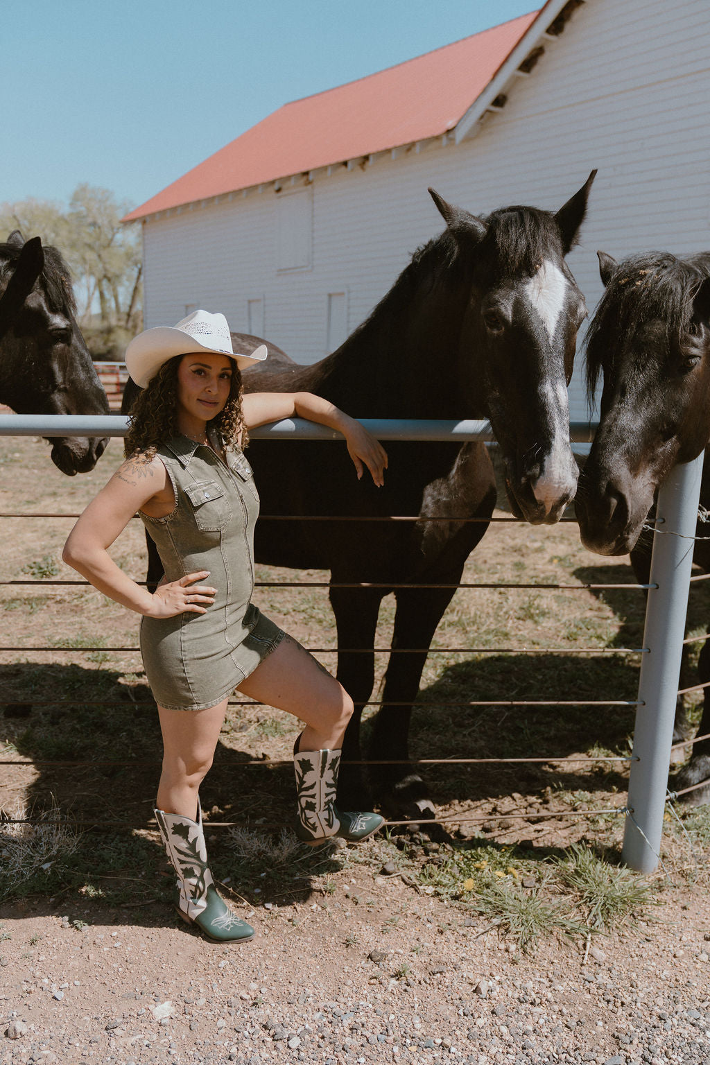 The Olive Denim Mini Dress