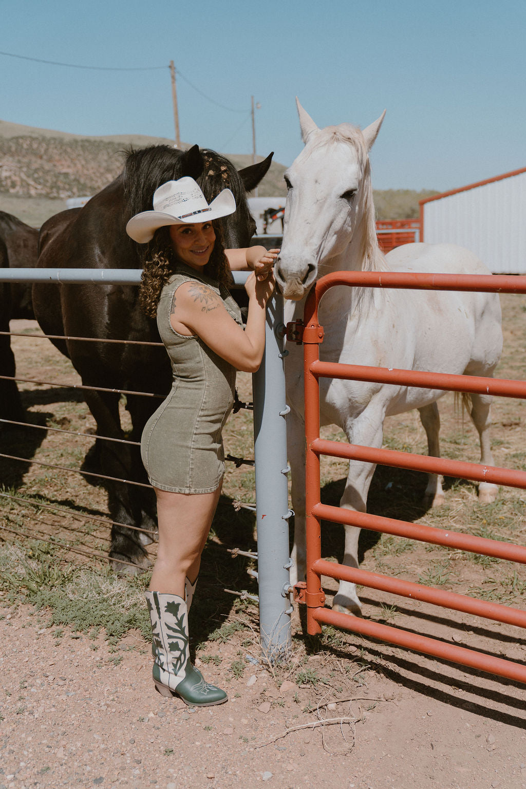 The Olive Denim Mini Dress