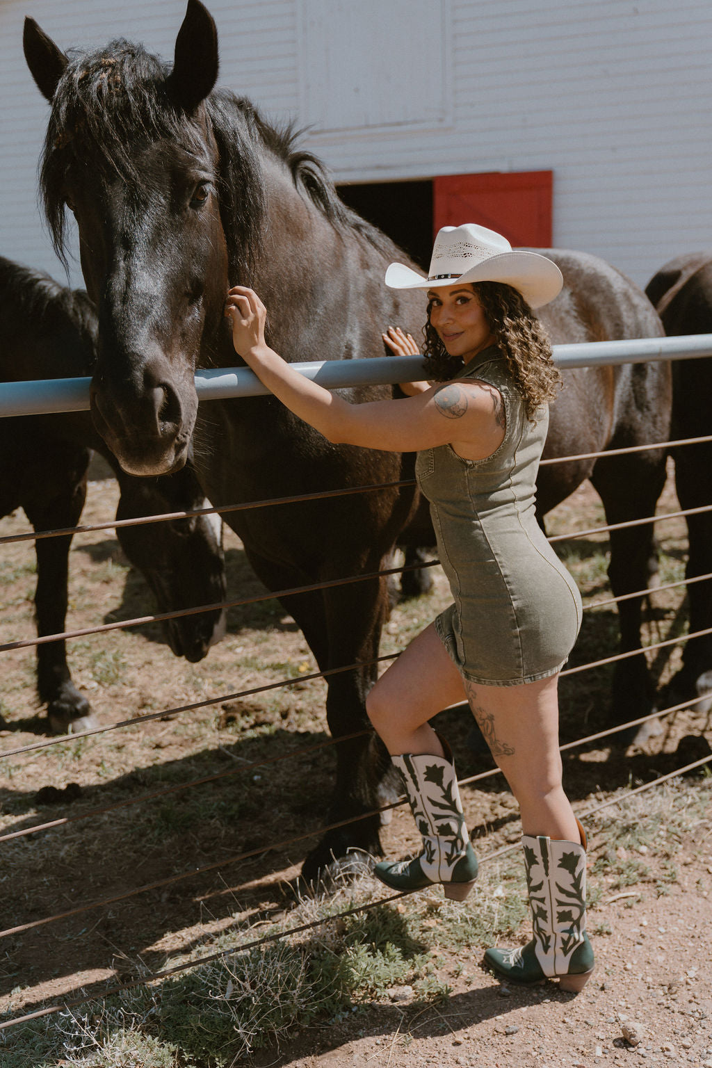 The Olive Denim Mini Dress