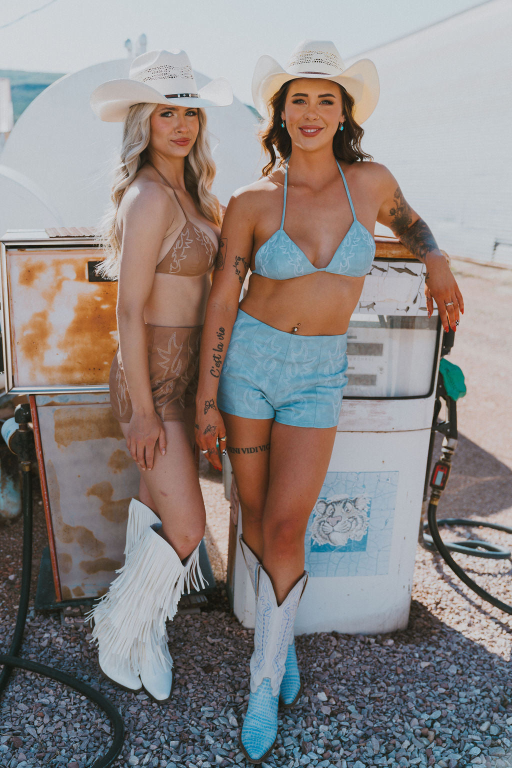Darleene Leather Boot Stitch Short Set