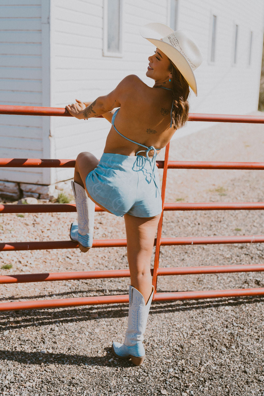 Darleene Leather Boot Stitch Short Set