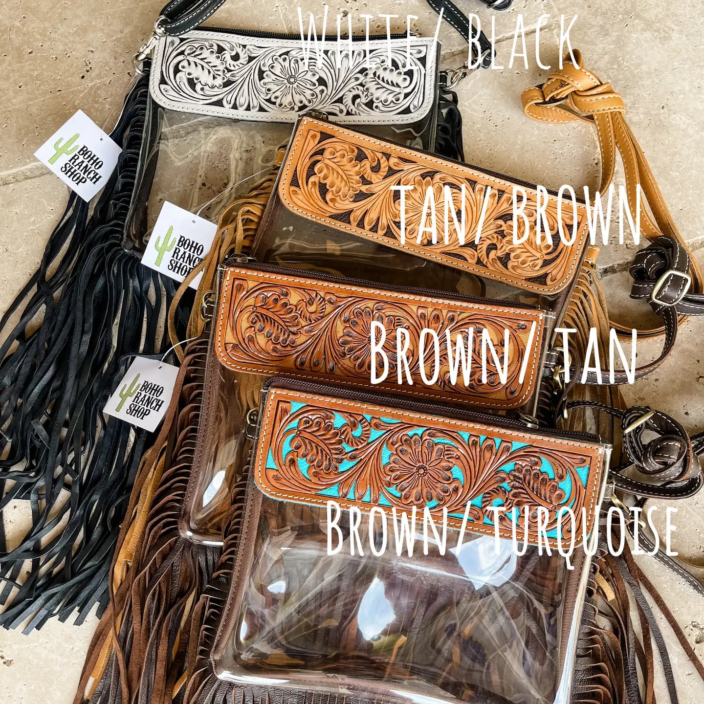 Hand Tooled Clear Purse Crossbody - Concert Game Day Stadium