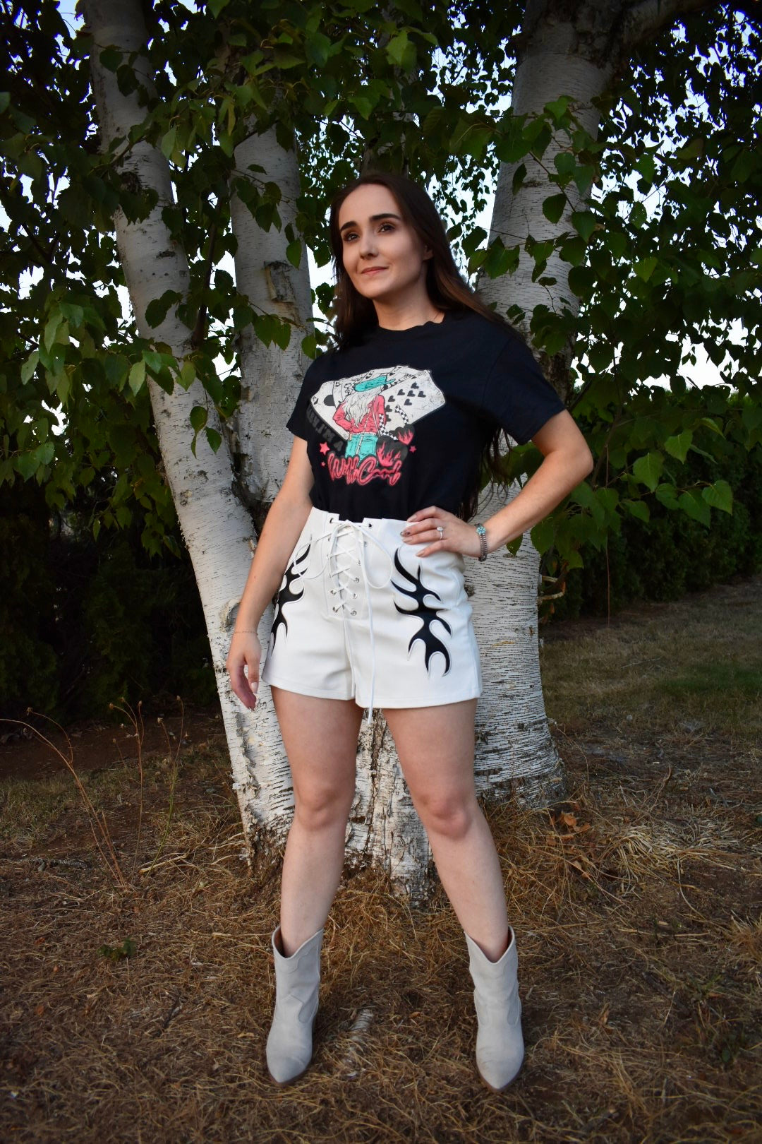 Vegan Leather Lightning Shorts - White