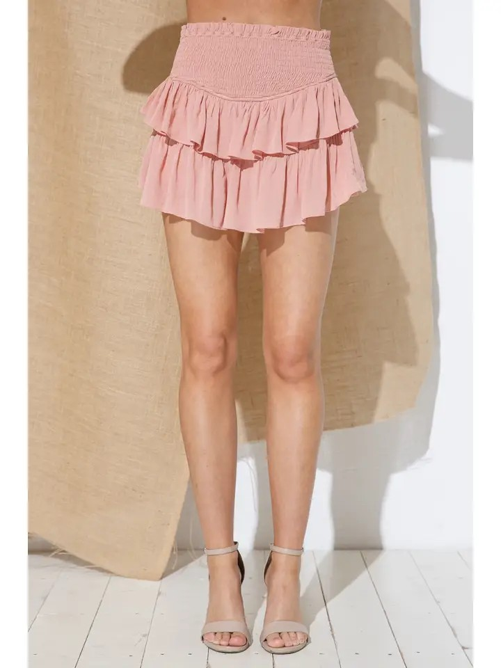 The Lily Ruffle Smocked Mini Skirt