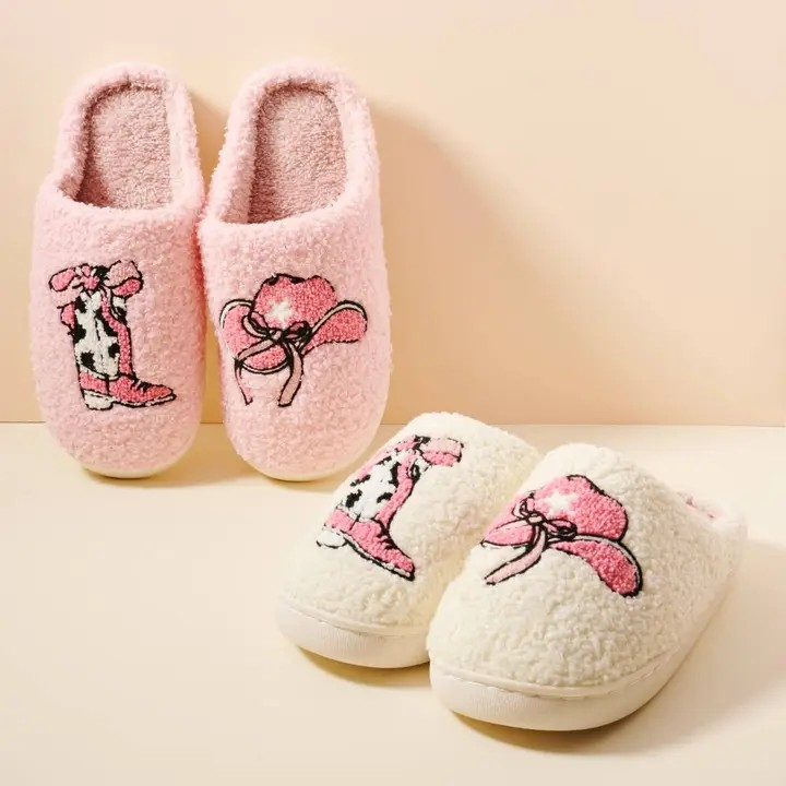 Pink Cowgirl Home Slippers