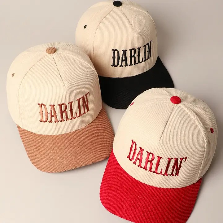 Darlin' Corduroy Trucker Baseball Cap - Red