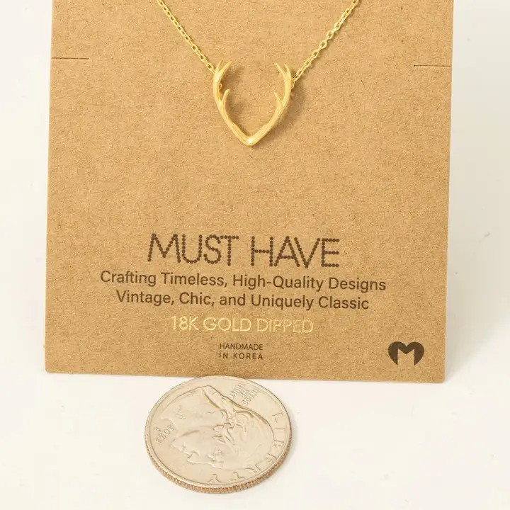 Silver Antler Pendant Necklace