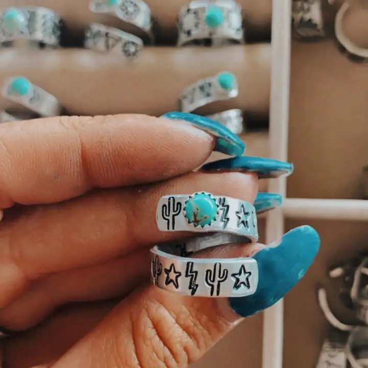Stamped Turquoise Rings