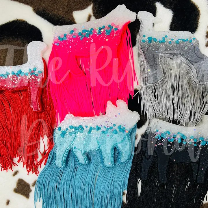 Boujee Show Pig Freshie - Turquoise Fringe