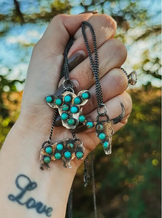 TRB Jewelry Co. Og Mini Turquoise Cluster Cow Head