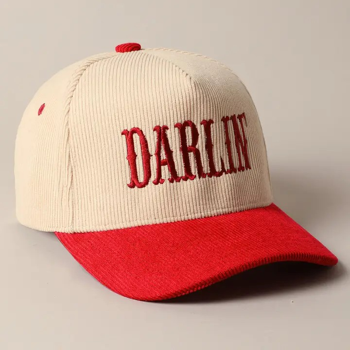 Darlin' Corduroy Trucker Baseball Cap - Red