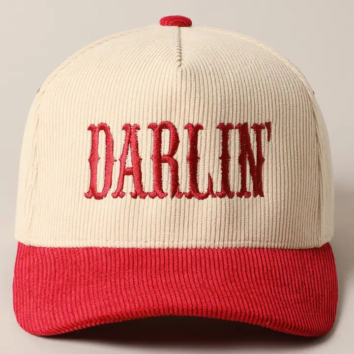 Darlin' Corduroy Trucker Baseball Cap - Red