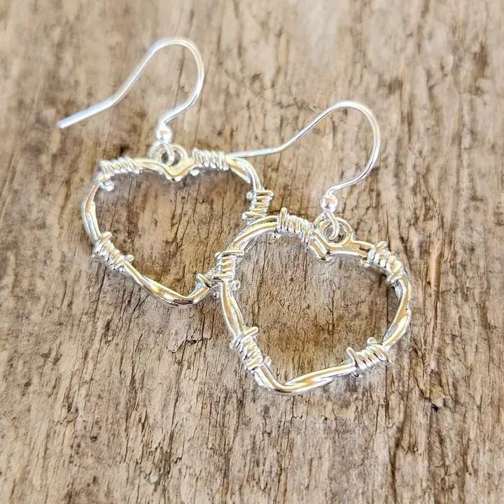 Barbed Wire Heart Earrings