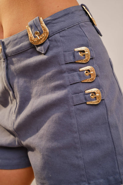 Western Buckle Denim Shorts