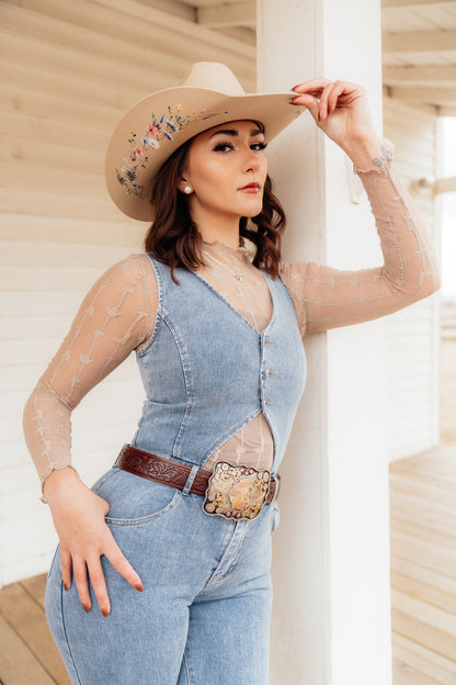 Boho Bootcut Demin Jumpsuit