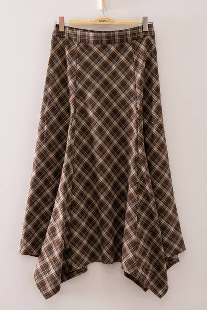 Autumn Trails Plaid Midi Skirt