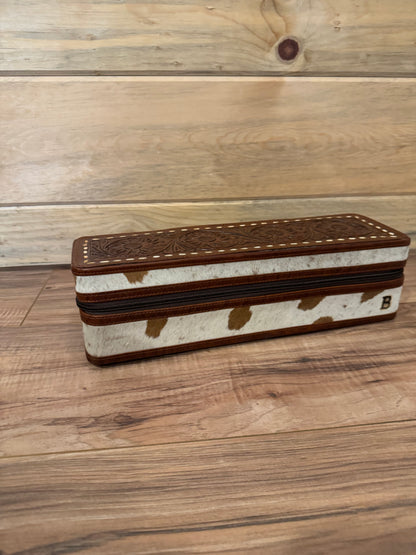 Lacey Tooled leather & cowhide hot tools case