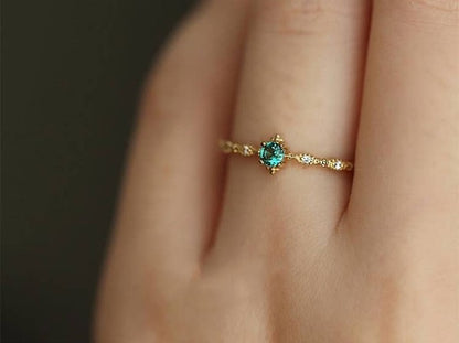 14K Gold Emerald Stackable Open Ring