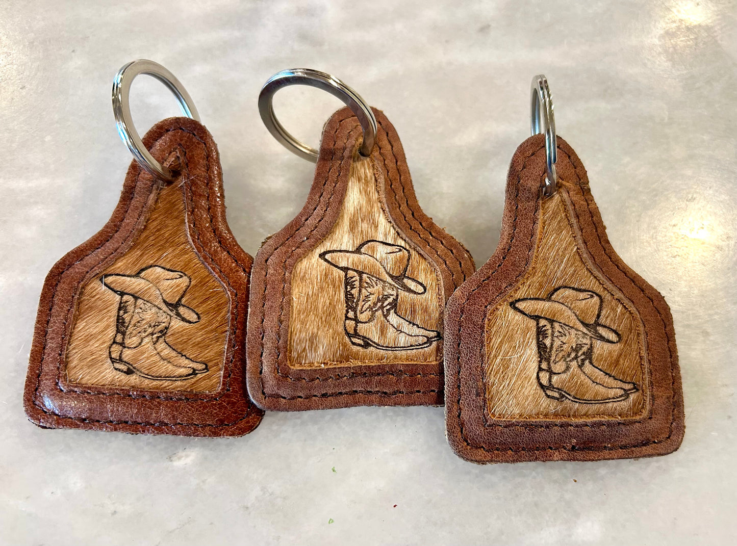 Cowgirl Boots Cowhide Key Chain