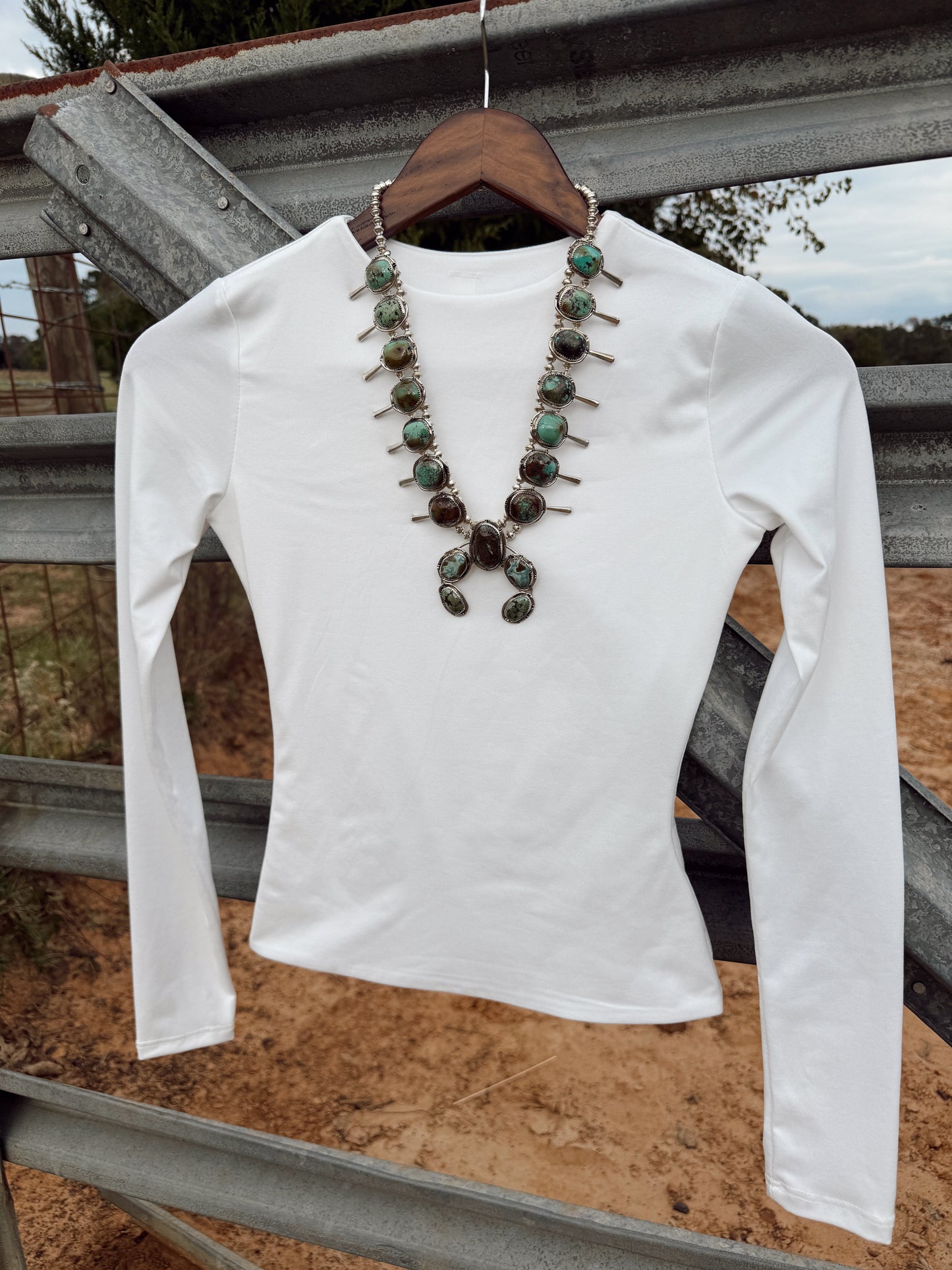 The Sonoran Gold Squash Blossom Necklace with Earrings