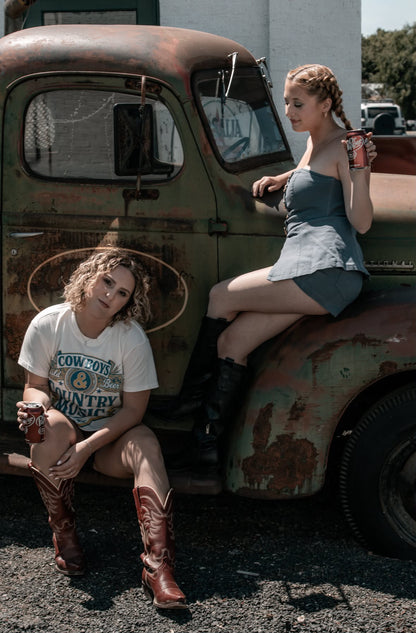 Cowboys, Cold Beer, and Country Music Relaxed Crop Tee