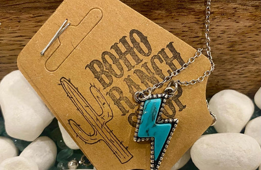 Turquoise Lightening Bolt Necklace