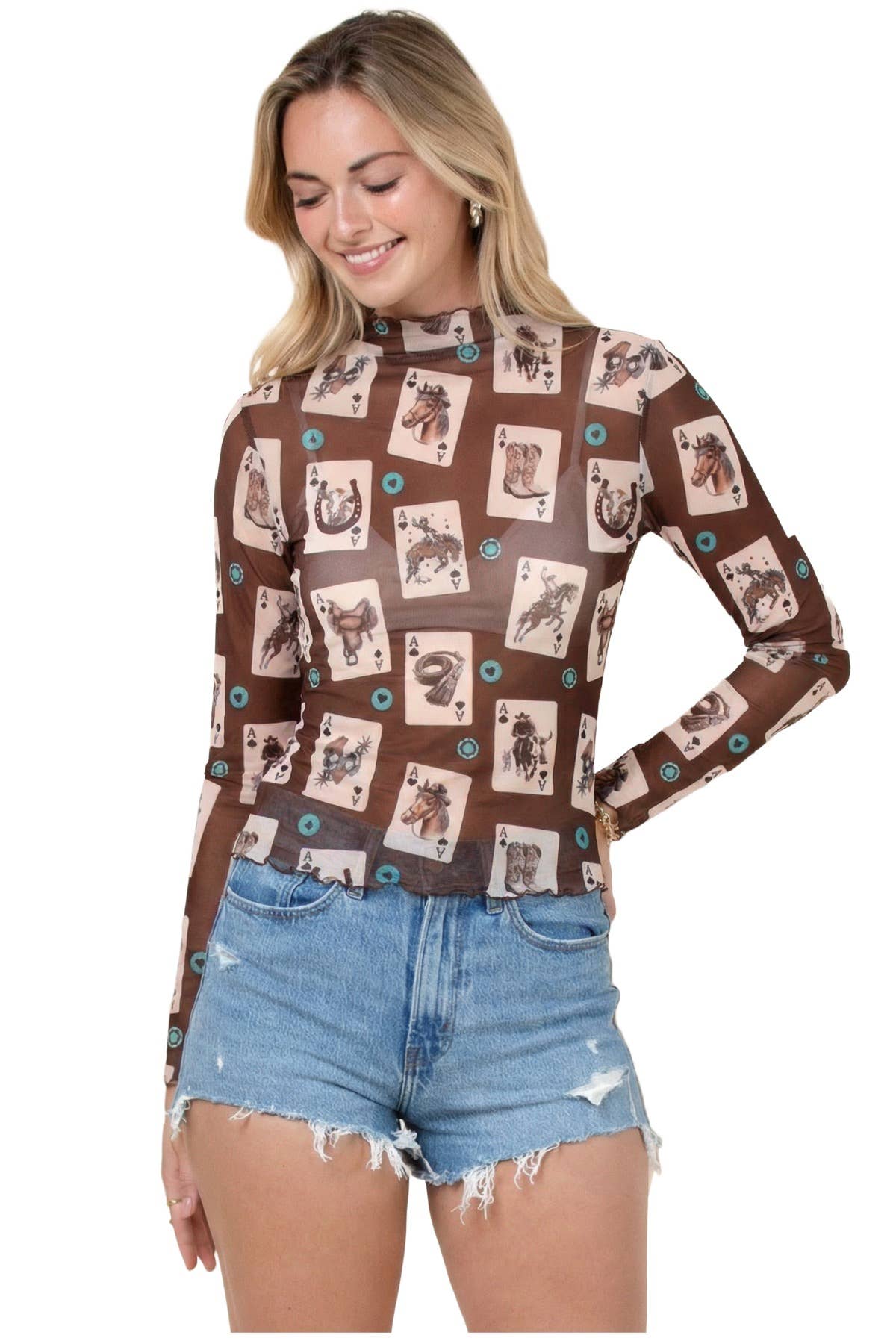 Lucky Hand Western Mesh Top