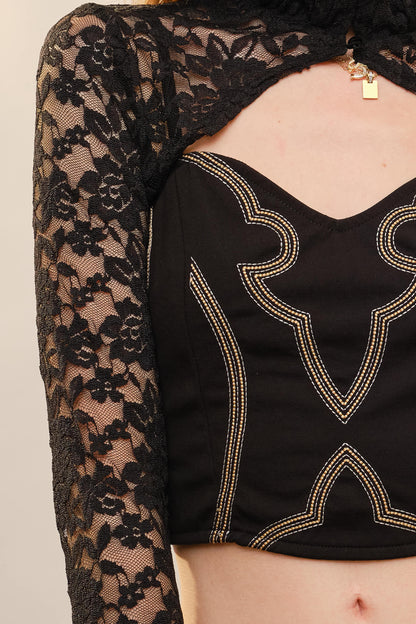 Mock Neck Lace Bolero