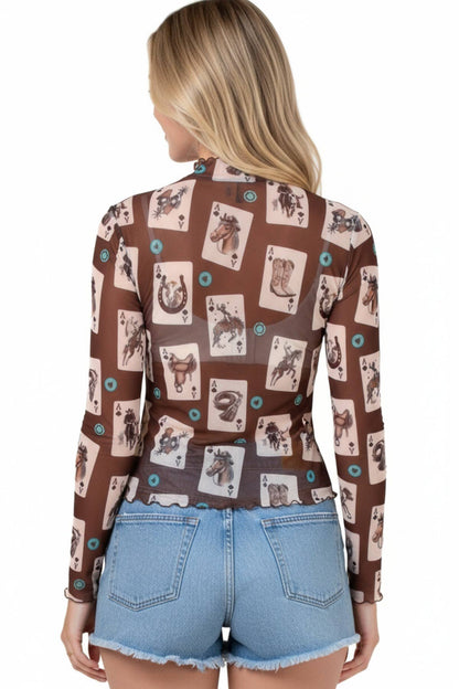 Lucky Hand Western Mesh Top