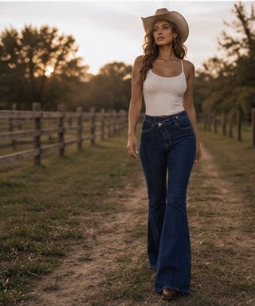 DK DENIM CRISS CROSS BELL BOTTOM JEAN