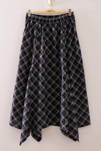 Autumn Trails Plaid Midi Skirt