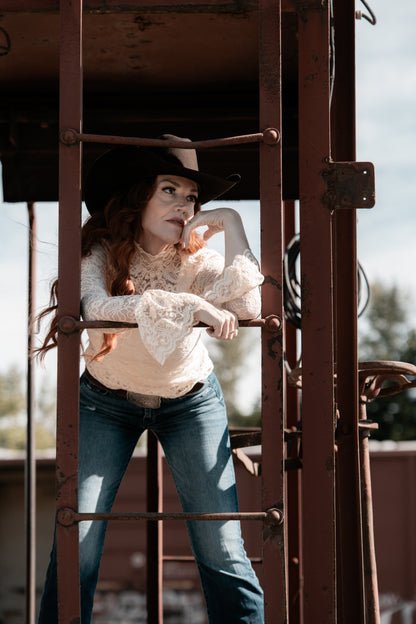 Ladies See Sheer Lace Blouse Layring Top
