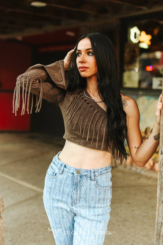 Dusty Trail Fringe Crop Top