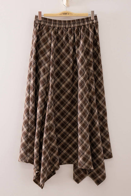 Autumn Trails Plaid Midi Skirt