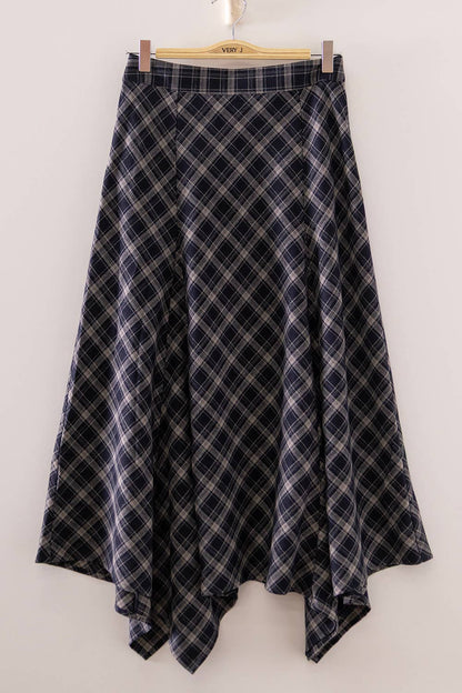 Autumn Trails Plaid Midi Skirt