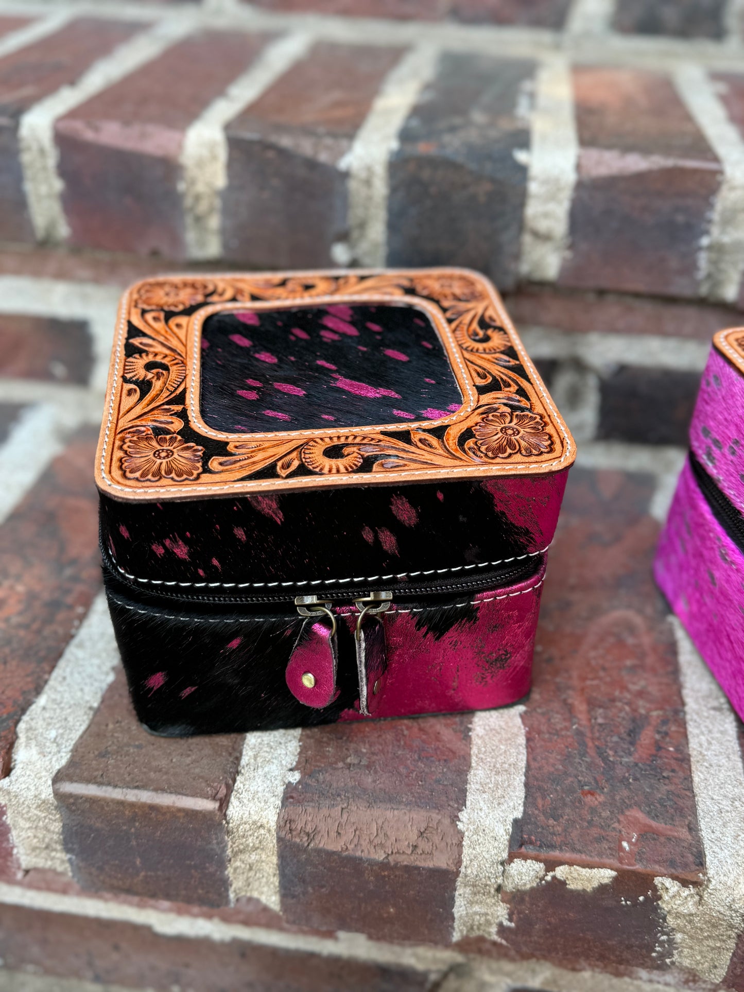 Pink Cowhide & Leather Travel Cases